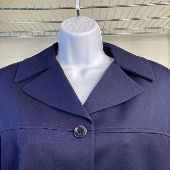 Tahari Classics Wool Blazer Jacket Sz 8 Navy Blue Lined Belted Tailored - Picture 3 of 11